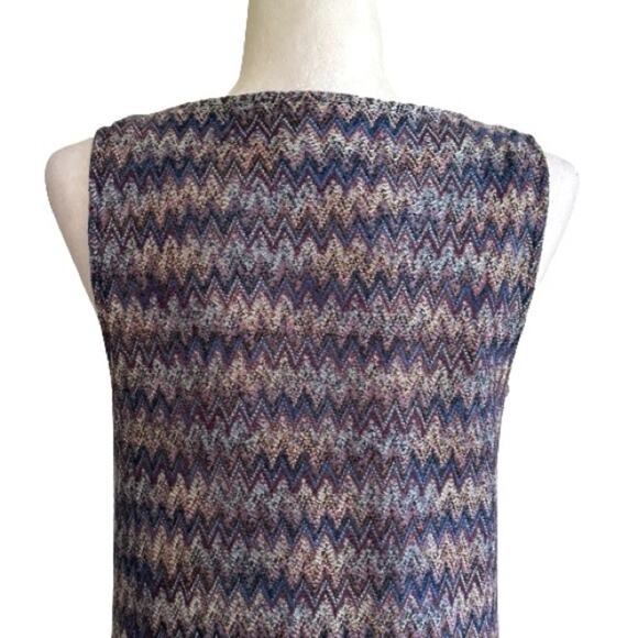Maeve Blue Purple Chevron Knit Drop Wasit Sleeveless Slip Lined Dress Size XS - Picture 5 of 13
